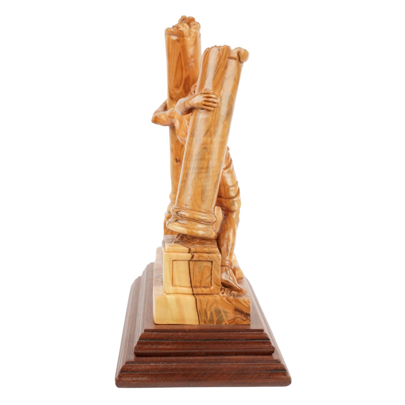 Handgeschnitzte Skulptur „Samson zerstört die Säulen“ – Olivenholzkunst aus Bethlehem (28 cm)-1