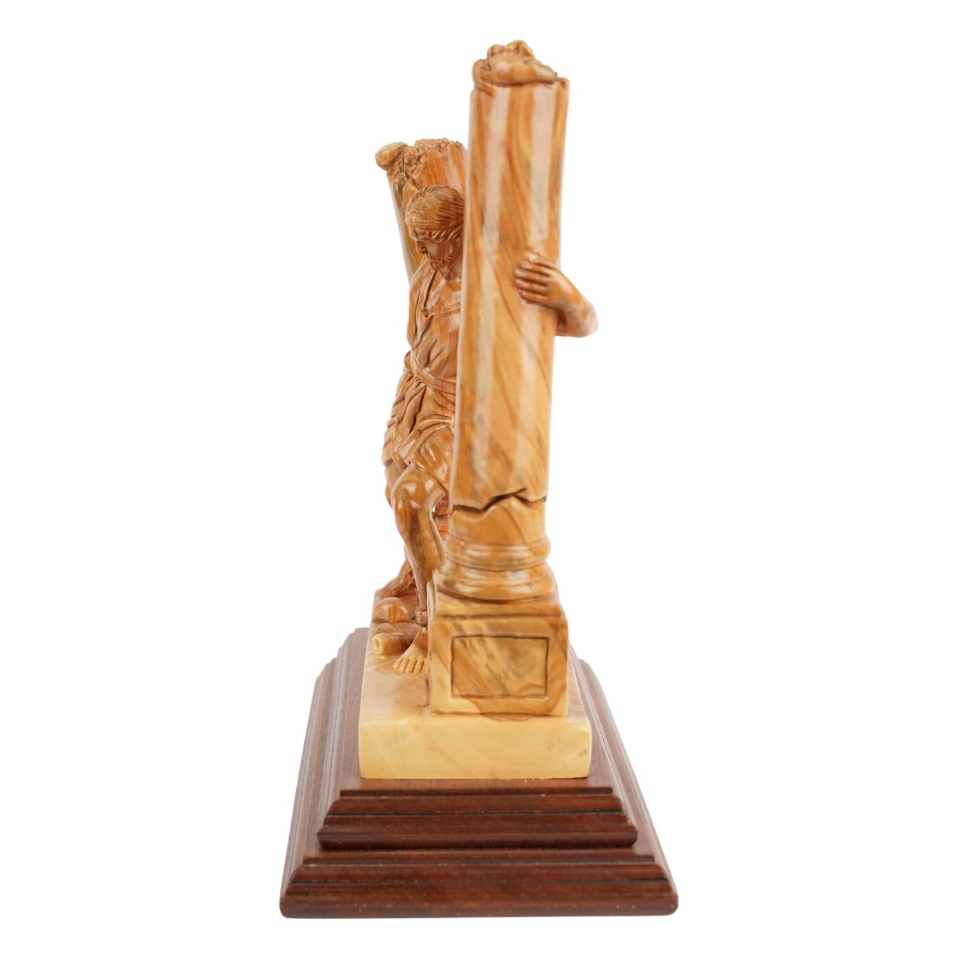 Handgeschnitzte Skulptur „Samson zerstört die Säulen“ – Olivenholzkunst aus Bethlehem (28 cm)-3