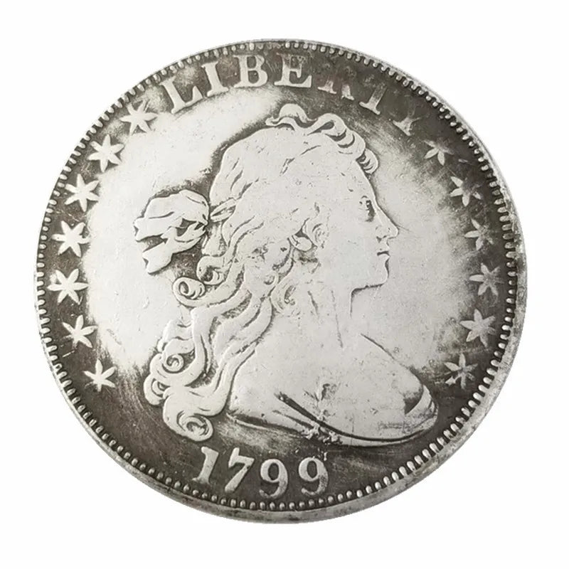 Bronze Crafts 1799 Head and Back Commemorative Coin Antique Silver