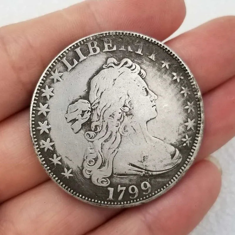 Bronze Crafts 1799 Head and Back Commemorative Coin Antique Silver